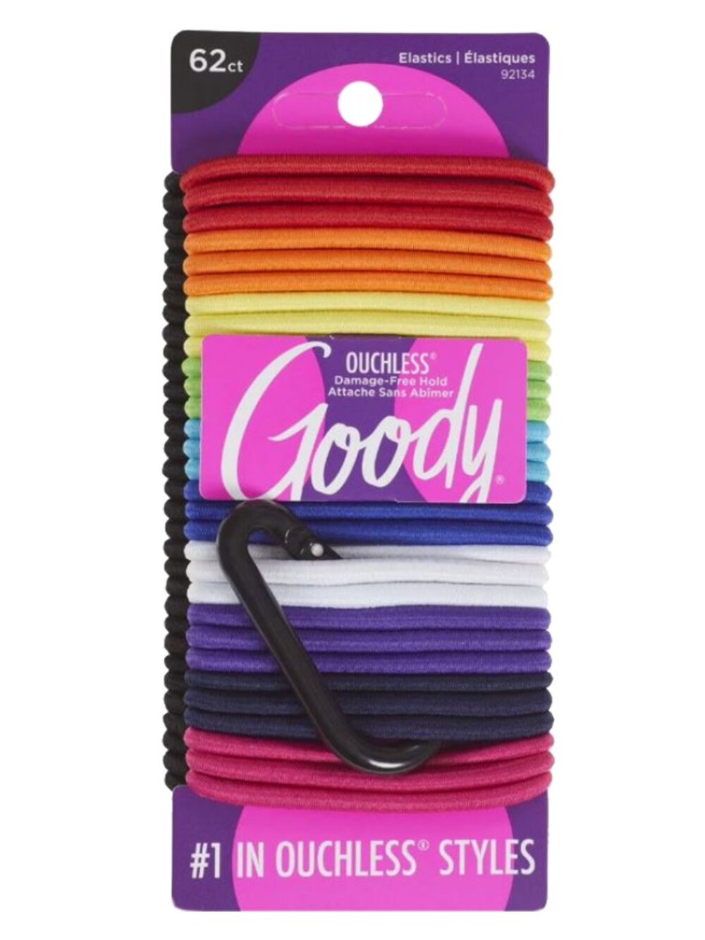 GOODY Ouchless Elastics Hair Ties - 4MM (Medium - Thick Hair) Assorted, 62 Count